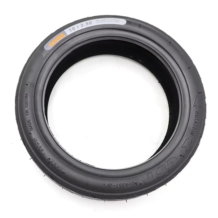 Flat profile view of the Ninebot 10x2.5 Tubeless Tyre with visible directional tread pattern.