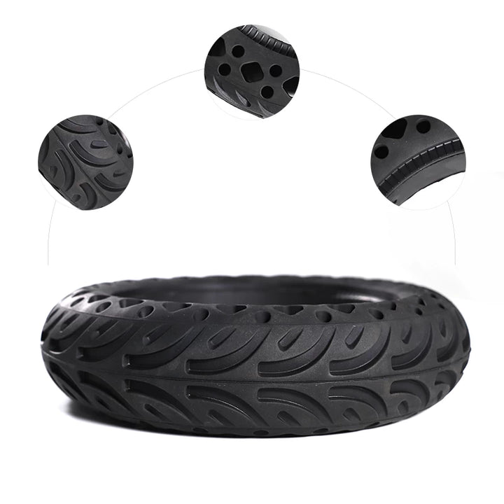 Detailed feature view of 10x2.5 Honeycomb Solid Tyre puncture-proof design