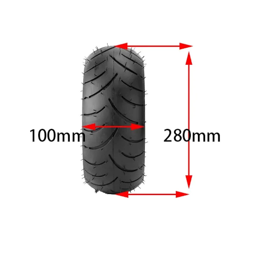 Xuancheng 11" 90/65-6 Tubeless Tyre – Tread Pattern with Measurements