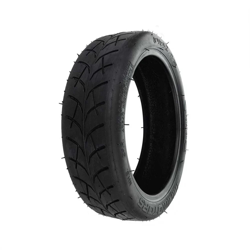 Hero view of Original MiniMotors 8.5x2 electric scooter tyre, designed for Dualtron Mini – street tread pattern and Minimotors branding visible