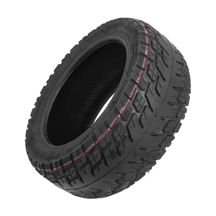 Tilted perspective of high-traction 90/55-7 scooter tyre for rugged conditions