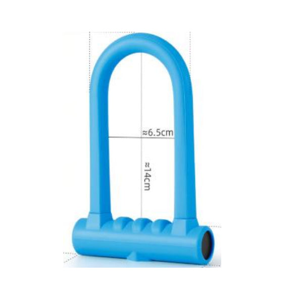 Anti-Theft Small Rubber Coated, Waterproof D-Lock with Inner dimensions marked - 6cm x 14cm