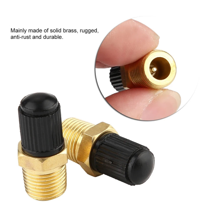 Hand holding 1/8" NPT Brass Screw-In Valve showing rugged brass build