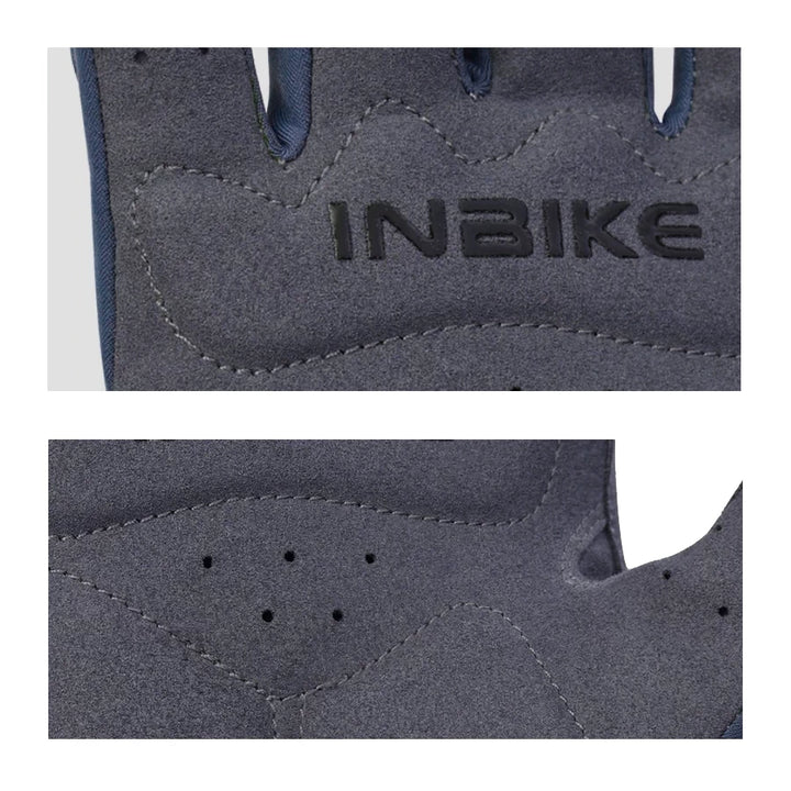 Close-up of INBIKE gloves SBR padded palm with ventilation holes