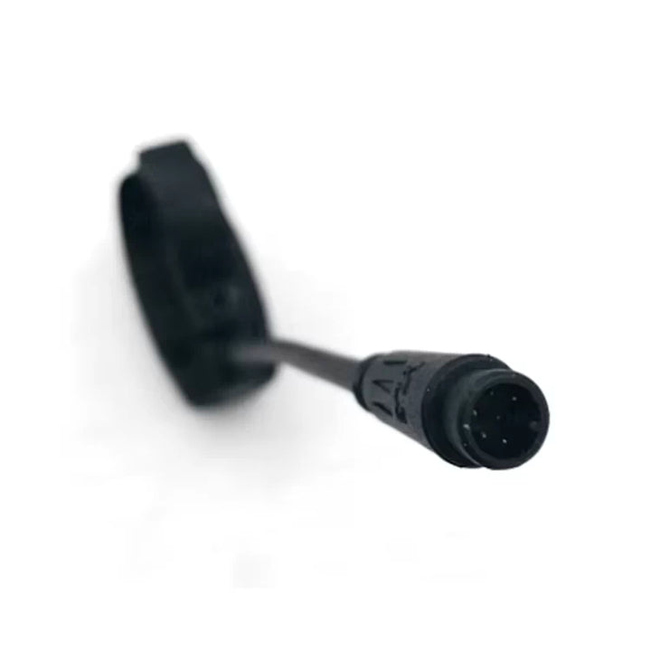 Close-up of 6-pin male waterproof Julet plug for Kaabo scooter multi-function switch.