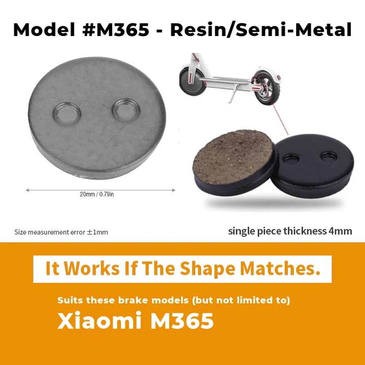 Model #M365 Brake Pads (Resin/Semi-Metal) for Xiaomi M365
