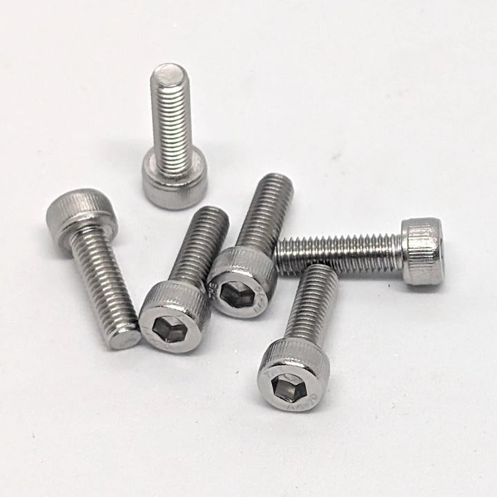 A set of 6 stainless steel M5 x 16mm Cap head Screws