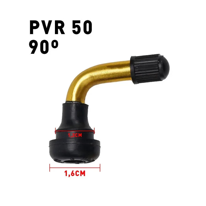Side view of the PVR50 Tubeless valve, with a 1.2cm caliber and a 1.6cm base diameter