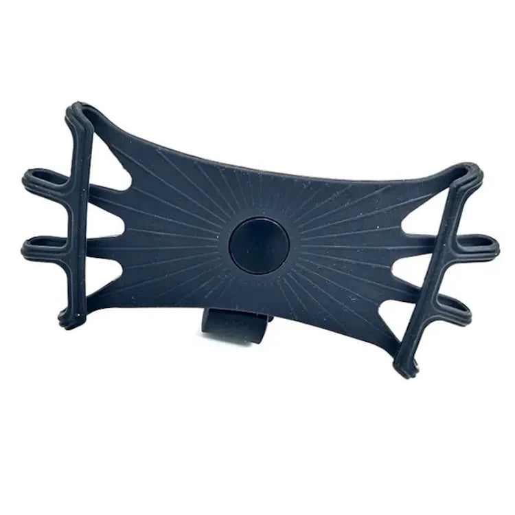 Durable silicone phone holder with 360-degree rotation feature, ideal for electric scooters, bicycles, and motorcycles. Adjustable strap for a snug handlebar fit.