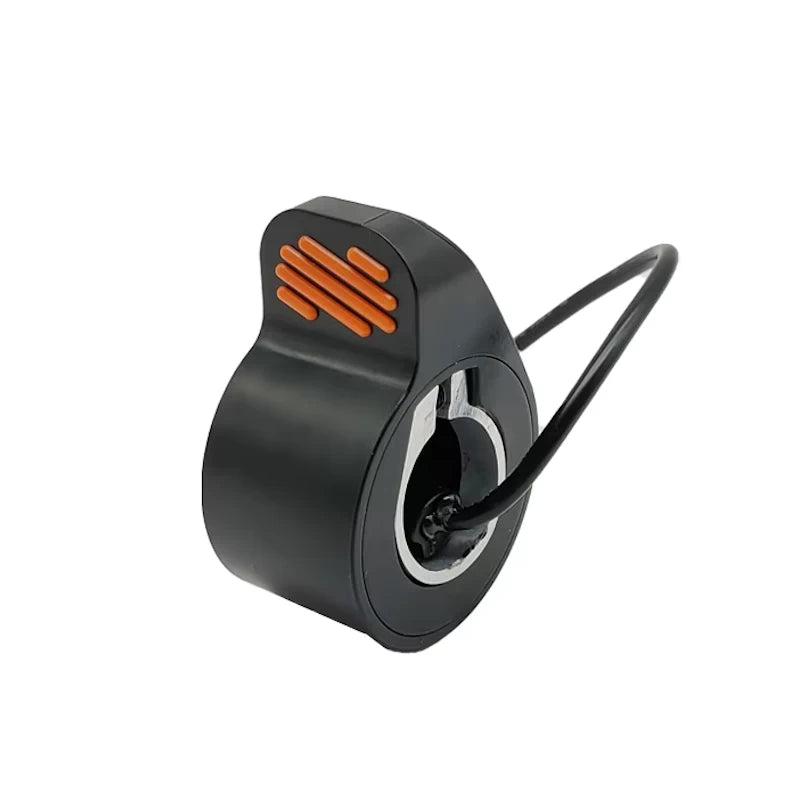 Angled view of original Ninebot F-Series thumb throttle showing connector slot