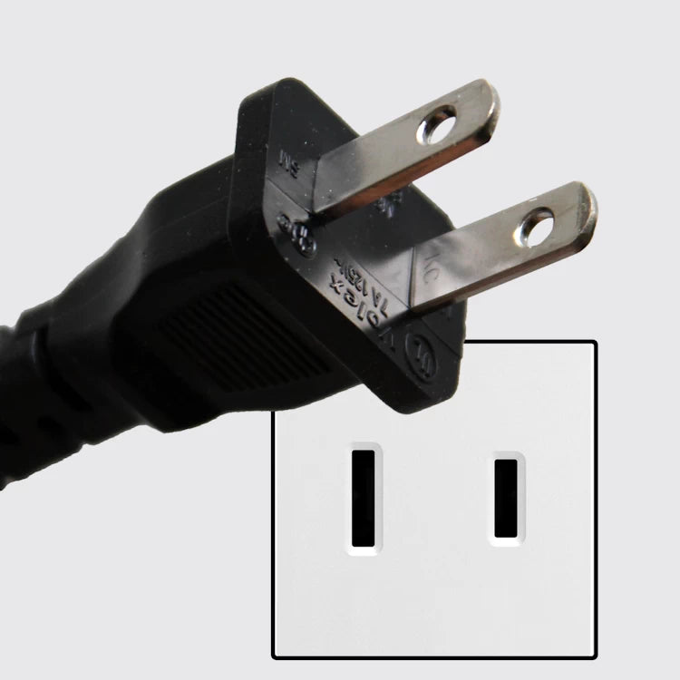 The Type A, 2-Pin Charger and corresponding wall socket/Power outlet, mainly used in the USA, Canada, Mexico & Japan.