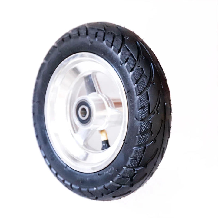 Hero shot of the 8-inch tyre and hub assembly for scooters.
