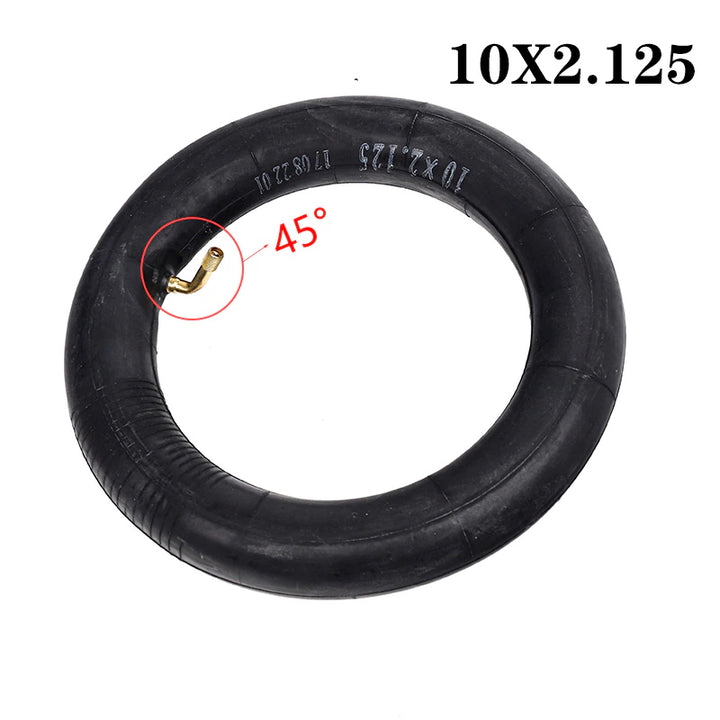 10x2.125 inner tube with 45-degree bent valve for better fitment in e-scooter tires