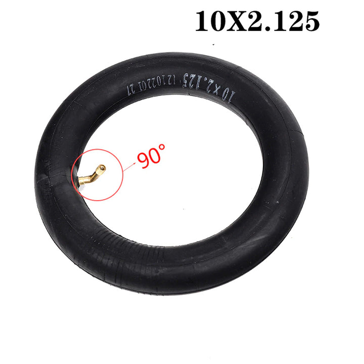 10x2.125 inch Inner Tube with 90 Degree Valve, suitable for tight spaces.