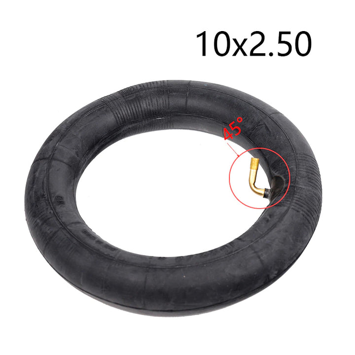 10x2.5 inch Inner Tube with 45 Degree Valve for easy inflation.