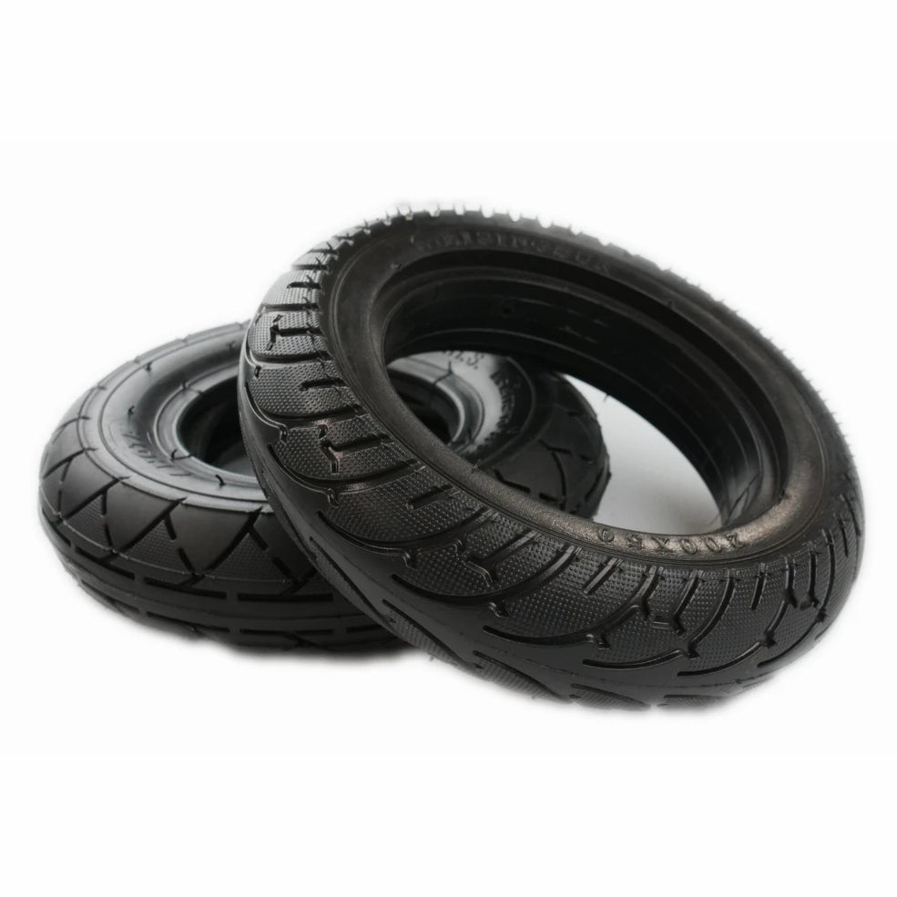 A pair of solid 200x50 Tyres, suitable for EMOVE Touring (rear tyre)