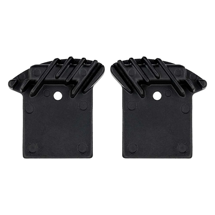 Nutt hydraulic brake pads with cooling fins for electric scooters and e-bikes, offering enhanced braking performance and heat dissipation for safer rides. Shows outer sides of both brake pads.