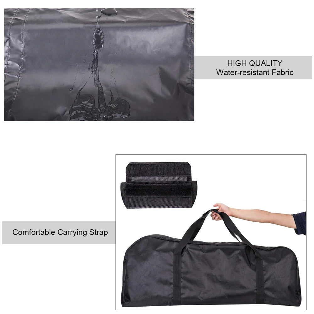 Close-up of water-resistant fabric and inner pocket details of the electric scooter rainproof carry bag.