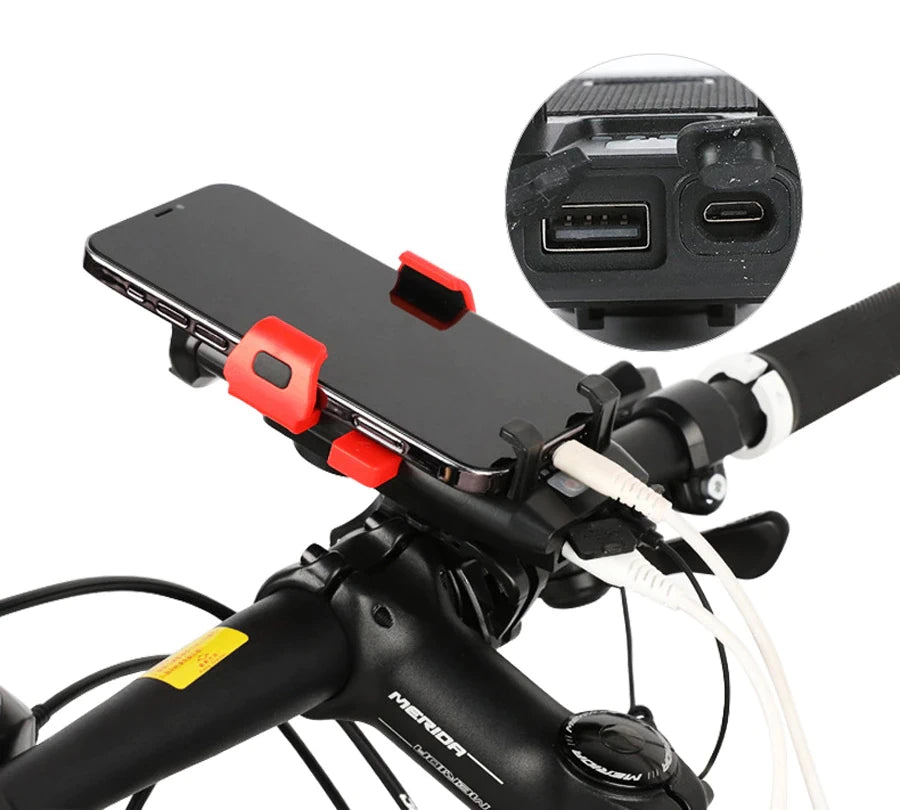 Light Phone Holder Power Bank Horn 4 in 1 Waterproof Bike Head EcoMotion Electric Scooters