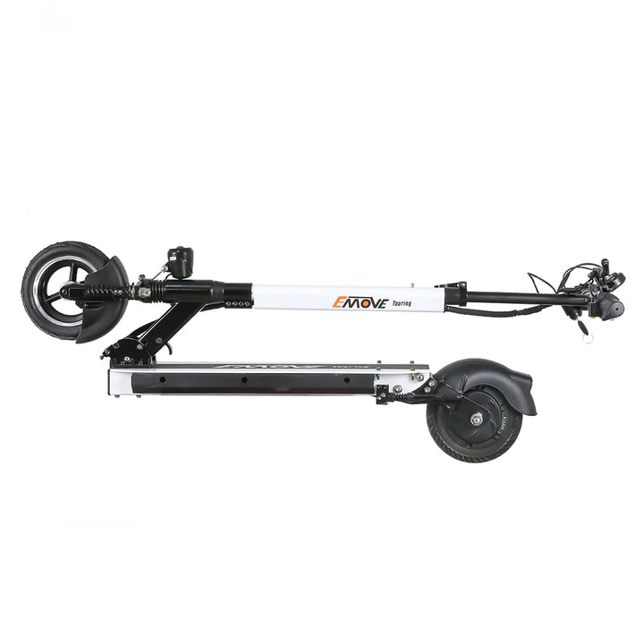 EMOVE Touring 500W Electric Scooter in folded position - portable and easy-to-store design.