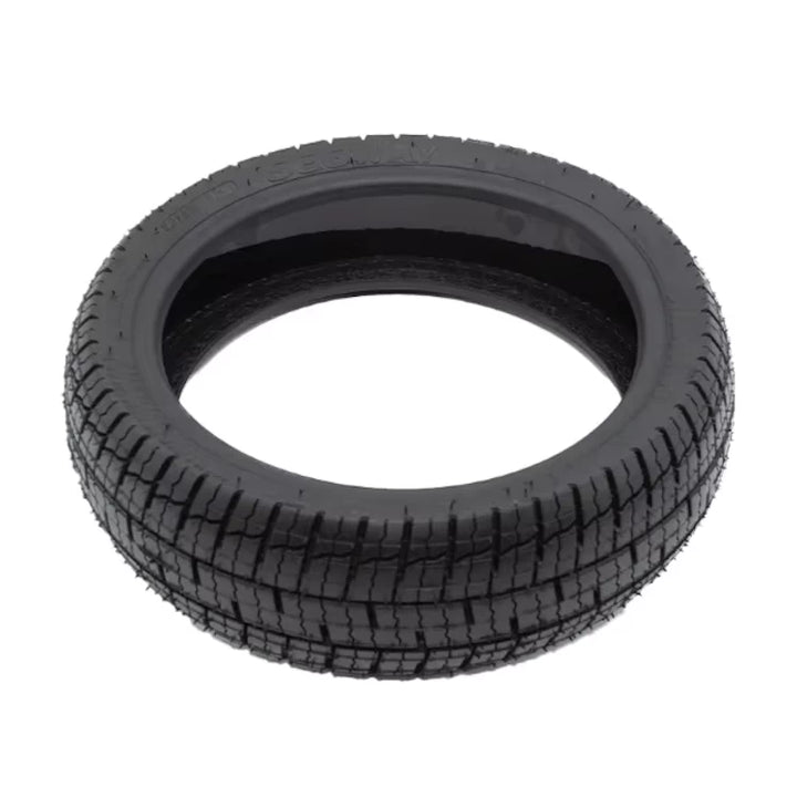 Top view of genuine Ninebot tyre laid flat, showing tubeless construction and self-healing gel layer inside.
