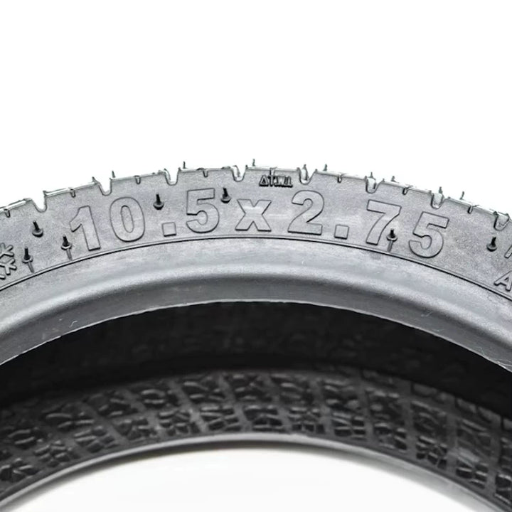 Close-up of sidewall markings showing tyre size “10.5×2.75”