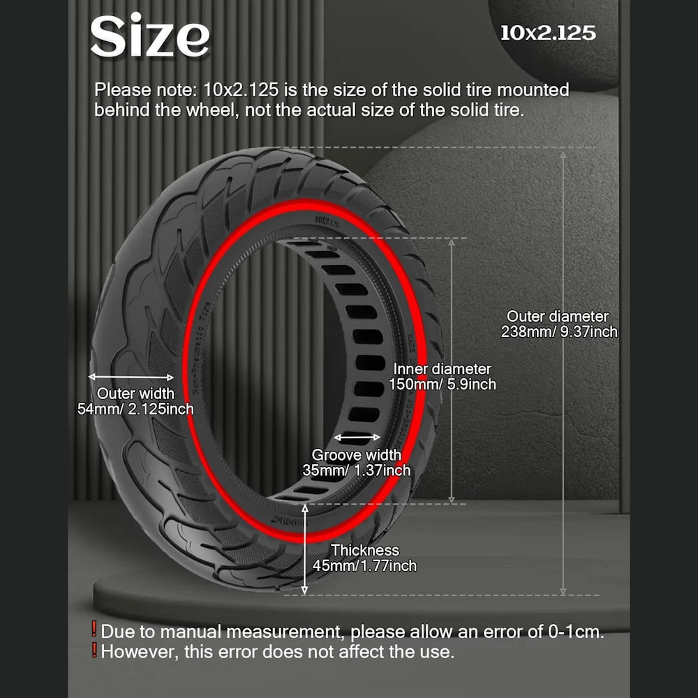 Tyre: 10x2.125 Solid Honeycomb Puncture-Proof Tyre – Electric Scooter Replacement Tyre