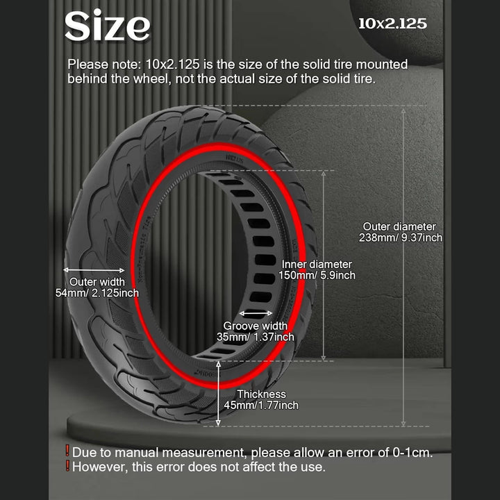 Tyre: 10x2.125 Solid Honeycomb Puncture-Proof Tyre – Electric Scooter Replacement Tyre