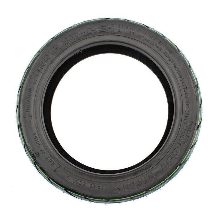 Side profile of CST 10x2.3-6.5 tubeless tyre showing sidewall and tread design