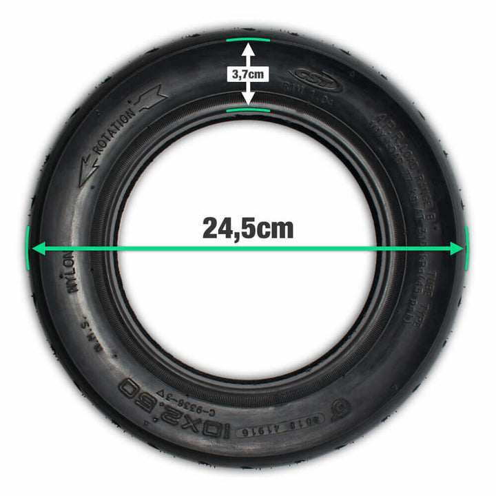 10x2.50" CST Road Tyre - Profile w dimensions