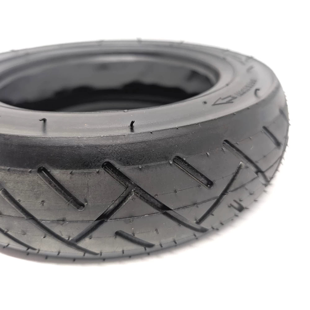 Macro view highlighting directional grooves and rubber texture.