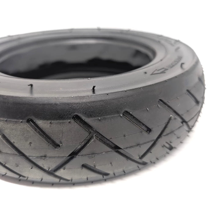 Macro view highlighting directional grooves and rubber texture.