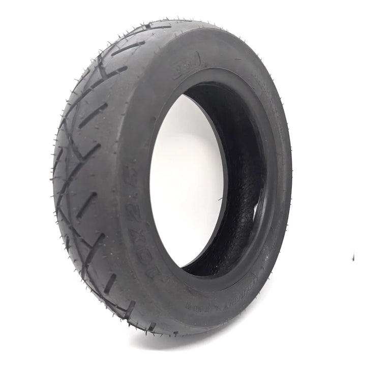 10x2.5 tubeless scooter tyre perspective view highlighting depth and texture.