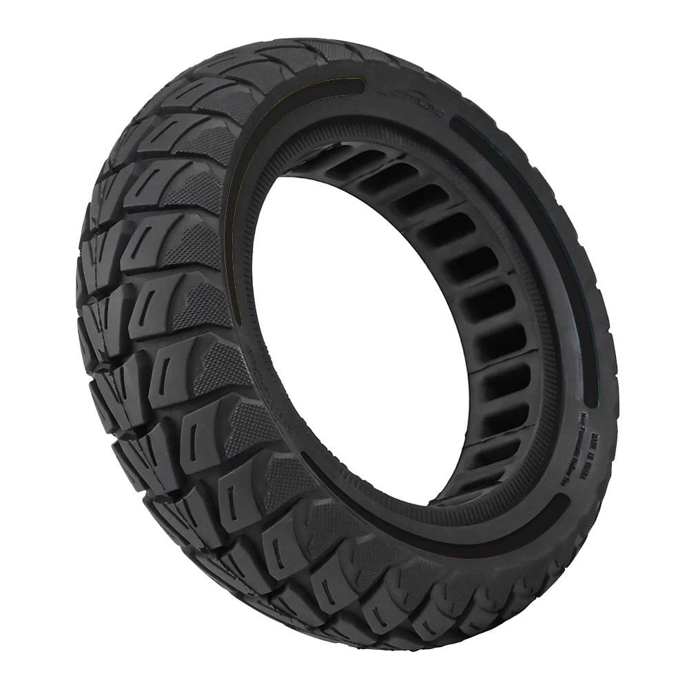 10x3 heavy duty solid scooter tyre angled view showing tread and honeycomb core