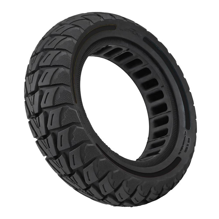 10x3 heavy duty solid scooter tyre angled view showing tread and honeycomb core