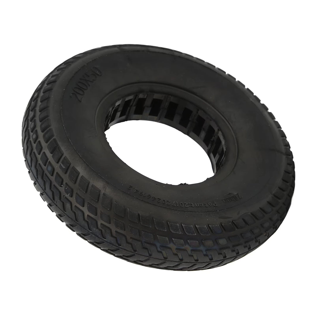 Internal honeycomb cavities around the mounting opening of 200x50 solid tyre