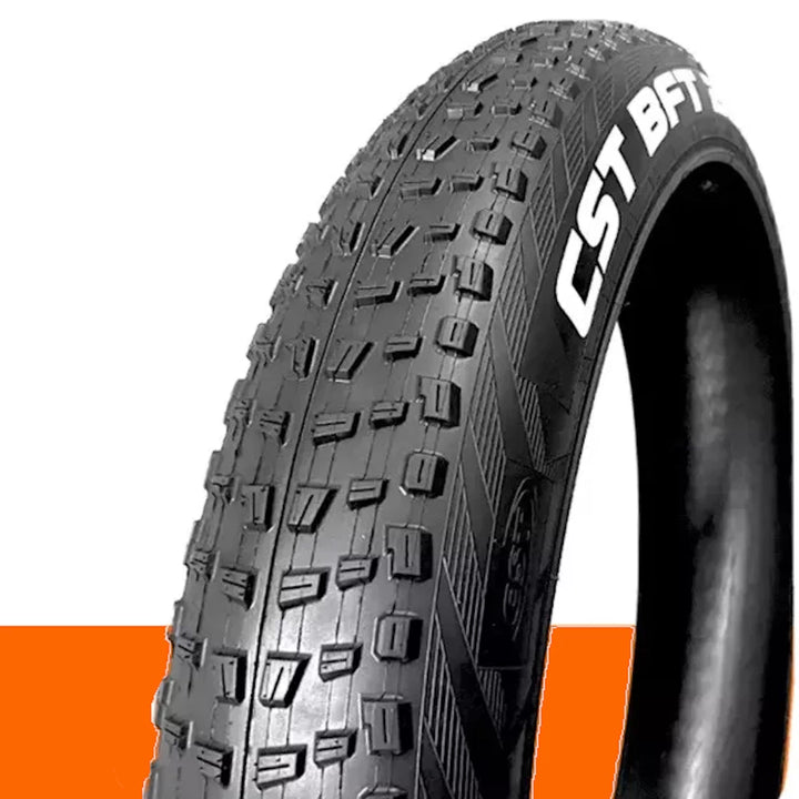 CST BFT 20x4.0 tyre showing aggressive tread for superior traction on rugged surfaces.