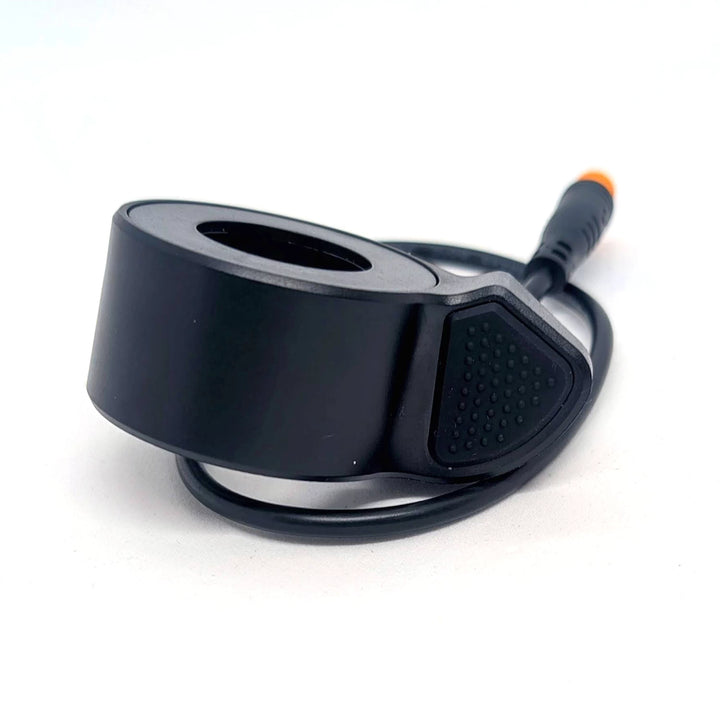 close-up view of tactile rubber thumb grip on the 270X thumb throttle for electric scooter handlebar