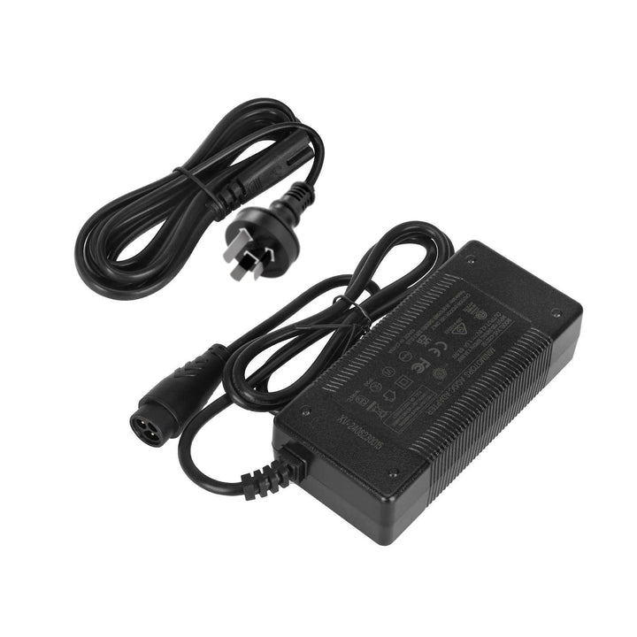 Original Minimotors 42V 1.5A charger supplied with Australian mains plug and Dualtron LP16-3P connector.