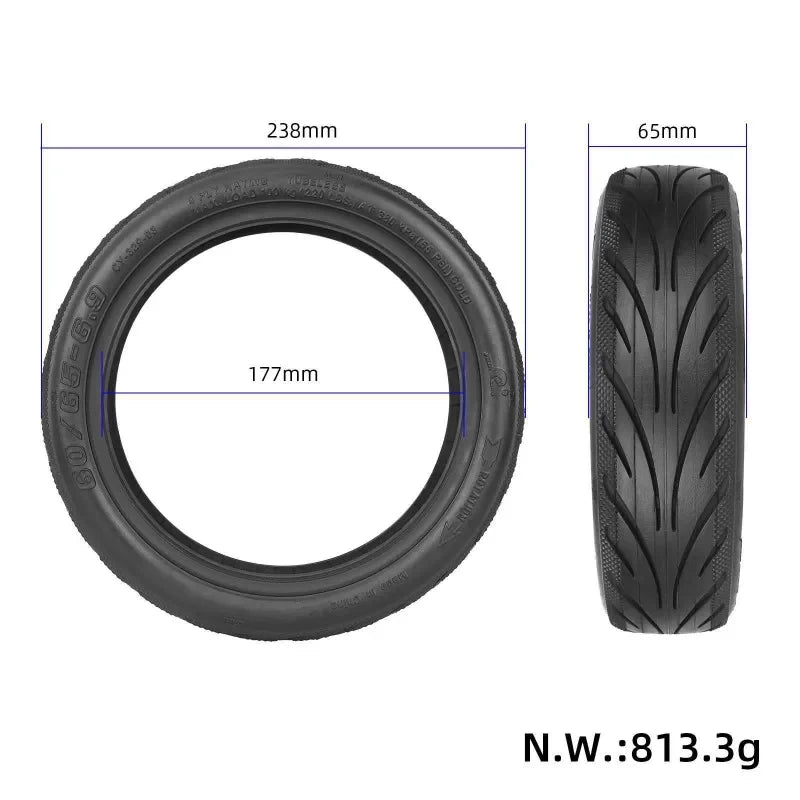 60/65-6.9 rear tyre dimensions 238mm diameter, 65mm width & 177mm inner diameter for Ninebot MAX G2