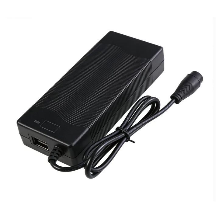 Angled hero view of 66.4V 1.75A Charger with Baming plug for 60V Dualtron electric scooters, Thunder, Ultra and X.