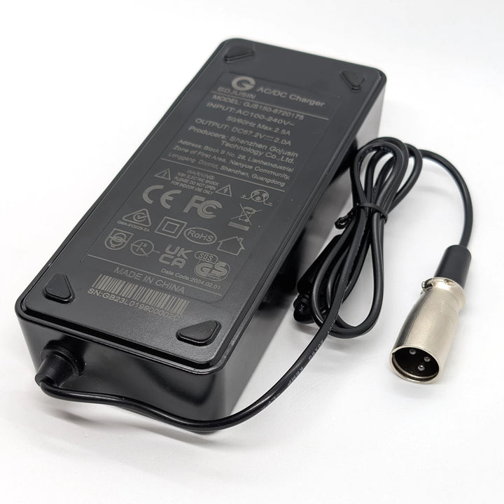 Gojusin 67.2V 2A electric scooter charger specification label