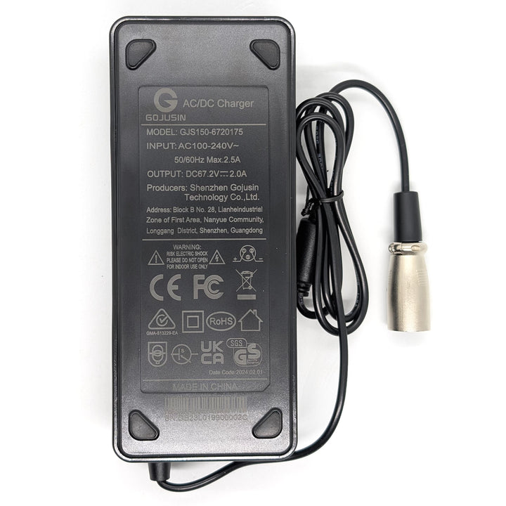 Gojusin GJS150-6720175 67.2V 2A charger specifications
