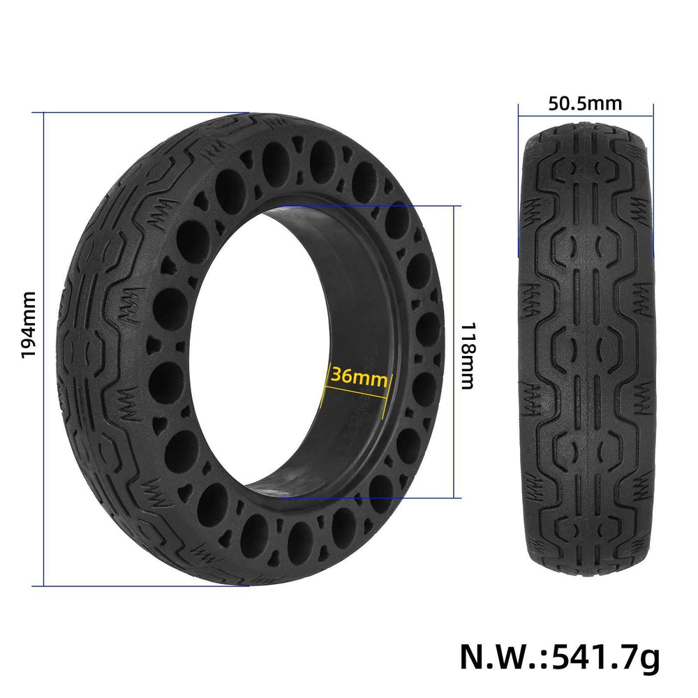 Tyre dimensions showing 194 mm outside diameter, 118 mm inner diameter, 50.5 mm width and 36 mm slot