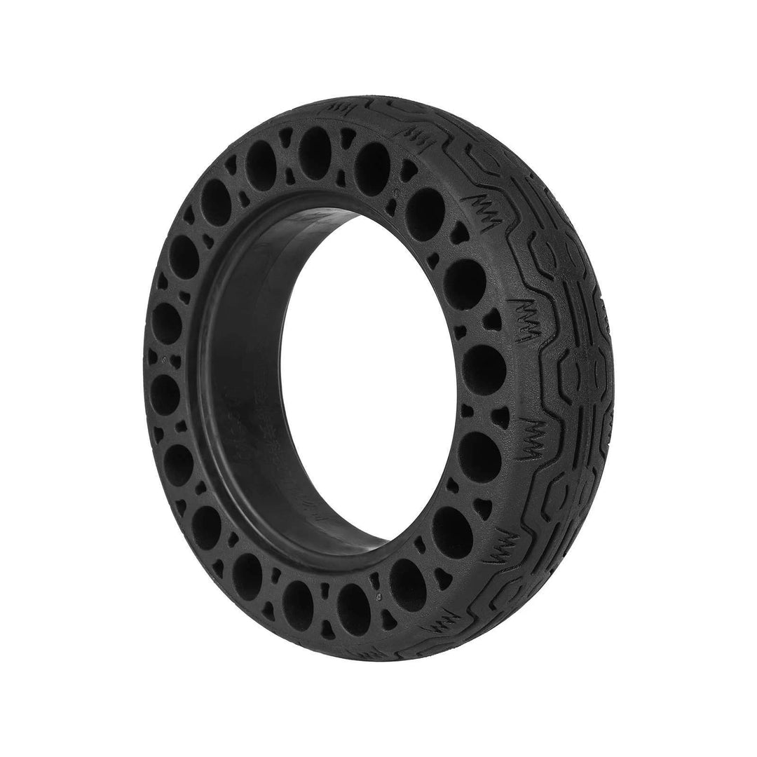 Side angled view of 200x50 airless tyre showing mounting profile and circular cushioning cavities