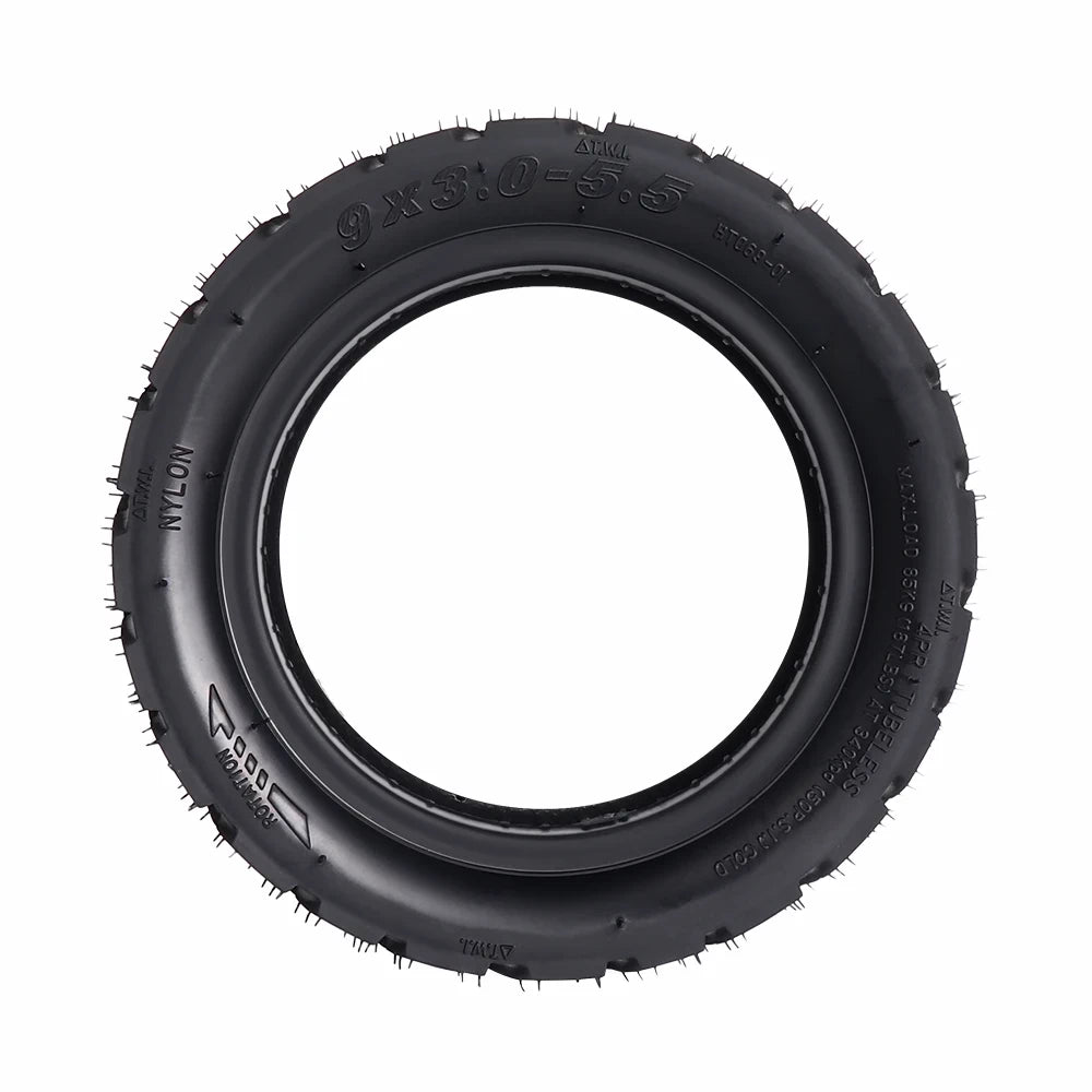 Side profile showing 9×3.0–5.5 markings on tyre sidewall.