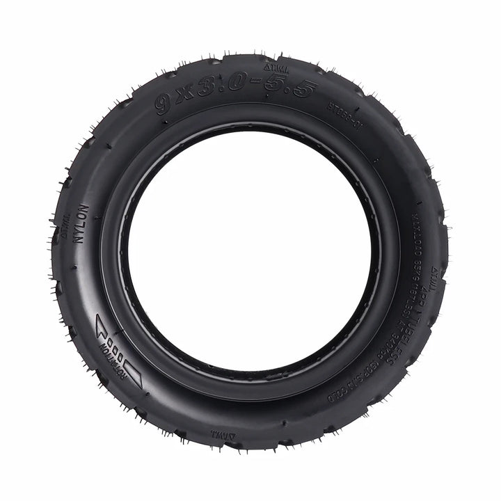 Side profile showing 9×3.0–5.5 markings on tyre sidewall.