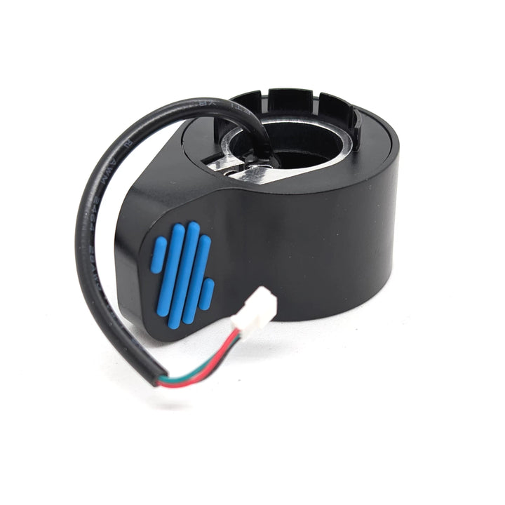 Aftermarket accelerator thumb throttle for Ninebot ES1 ES2 ES4 E25 with blue rubber grip and 3-pin cable