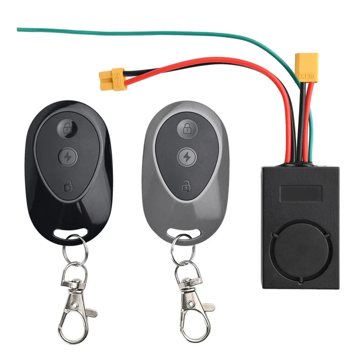 36–55V electric scooter anti-theft alarm kit with motion sensor and remote controls