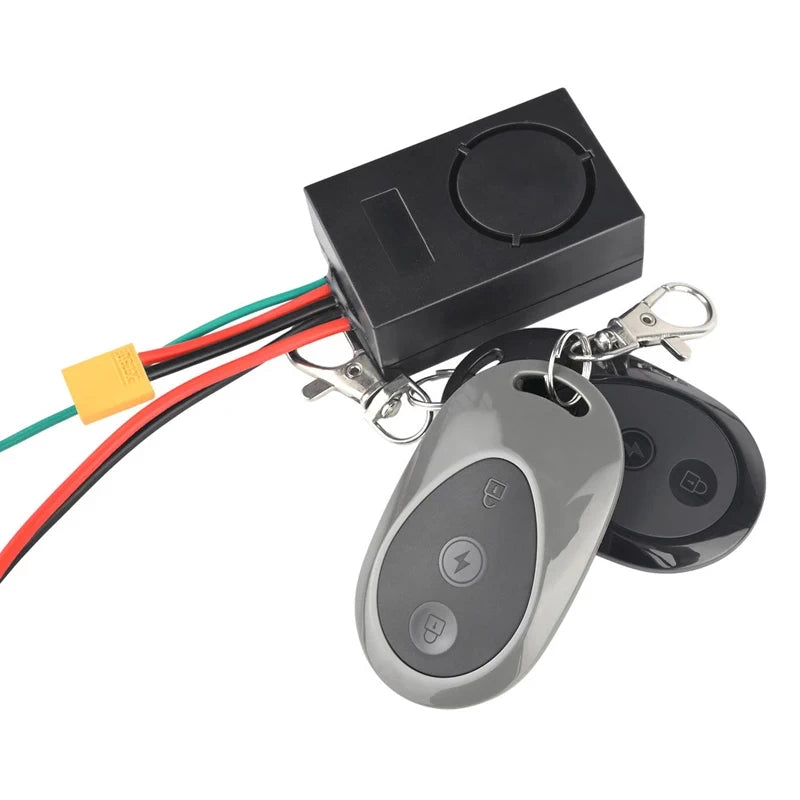 36–55V electric scooter anti-theft alarm kit with motion sensor and remote controls